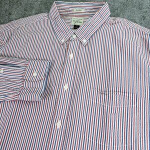J Crew Shirt Mens XL Red White Blue Seersucker Striped Classic Fit Button Down